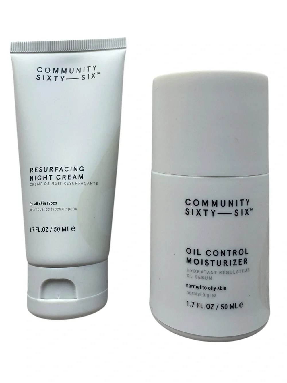 Community Sixty-Six Resurfacing Night Cream & Oil Control Moisturizer Bundle NIB